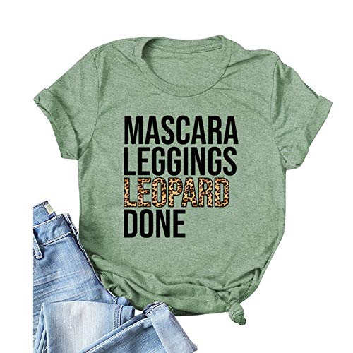 Women Leopard Print Shirt Leggings Leopard Done Pullover Tees