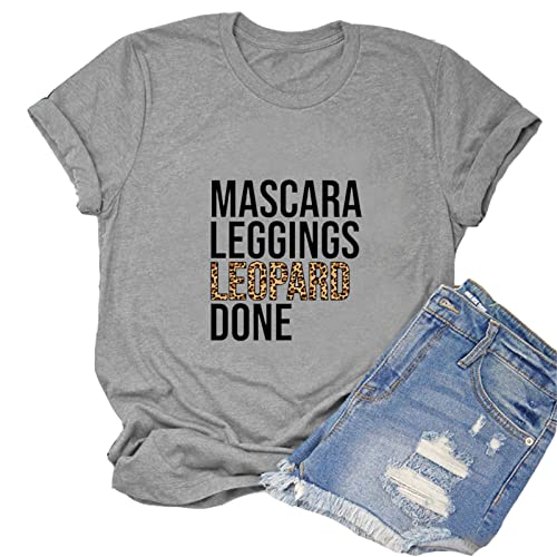 Women Leopard Print Shirt Leggings Leopard Done Pullover Tees
