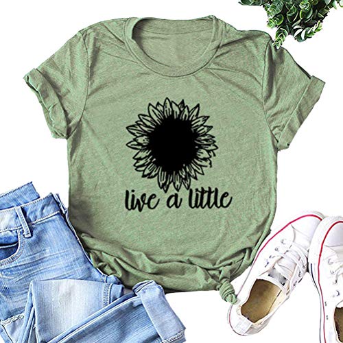 Women Live A Little T-Shirt Sunflower Graphic Shirt