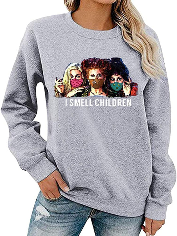 Women Long Sleeve I Smell Children Sweatshirt Hocus Pocus Shirt