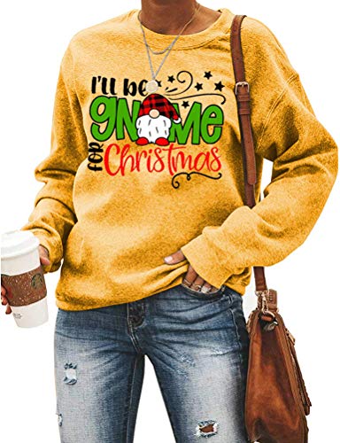 Women Long Sleeve I'll be Gnome for Christmas Sweatshirt Christmas Gnome Sweatshirt