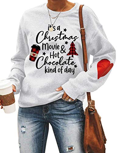 Women Long Sleeve It's A Christmas Movie and Hot Chocolate Kind of Day Sweatshirt
