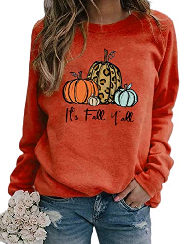 Women Long Sleeve It's Fall Y'all Sweater Pumpkin Sweatshirt