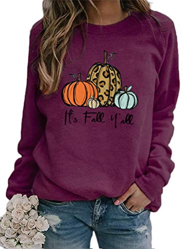 Women Long Sleeve It's Fall Y'all Sweater Pumpkin Sweatshirt