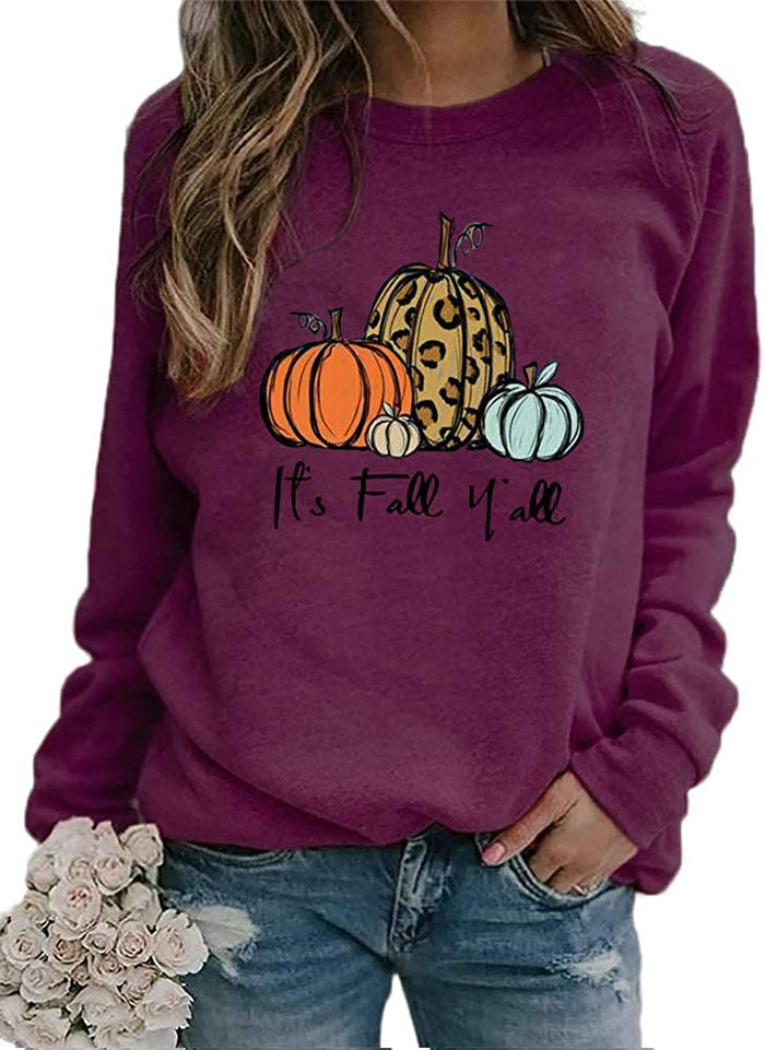 Women Long Sleeve It's Fall Y'all Sweater Pumpkin Sweatshirt