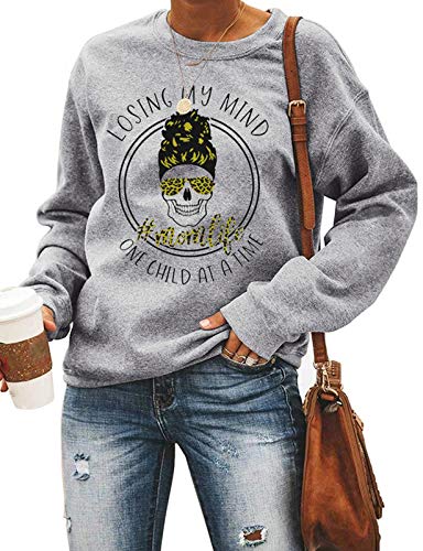Women Long Sleeve Losing My Mind One Child at a Time Sweatshirt Mom Life Shirt