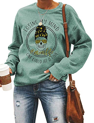 Women Long Sleeve Losing My Mind One Child at a Time Sweatshirt Mom Life Shirt