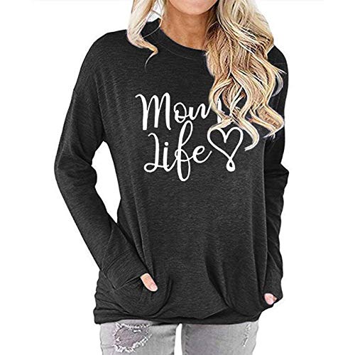 Women Long Sleeve Mom Life Blouse with Pockets