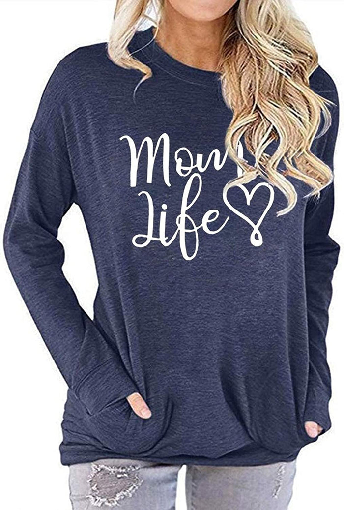 Women Long Sleeve Mom Life Blouse with Pockets