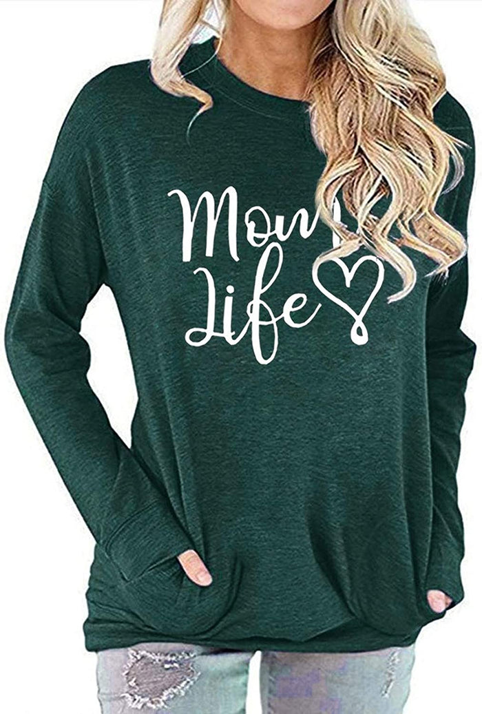 Women Long Sleeve Mom Life Blouse with Pockets
