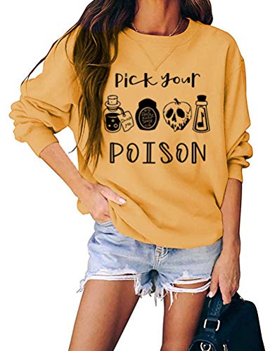Women Long Sleeve Pick Your Poison Sweatshirt Halloween Sweatshirt
