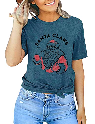 Women Long Sleeve Santa Cute Sweatshirt Christmas Santa Sweatshirt