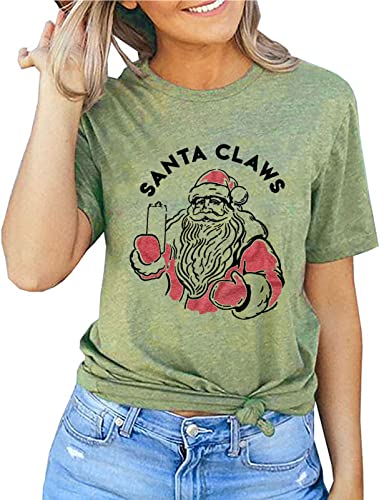 Women Long Sleeve Santa Cute Sweatshirt Christmas Santa Sweatshirt