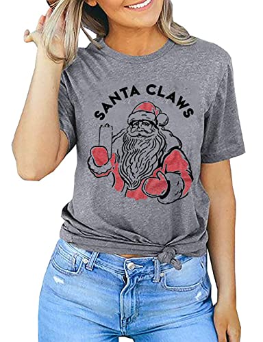 Women Long Sleeve Santa Cute Sweatshirt Christmas Santa Sweatshirt
