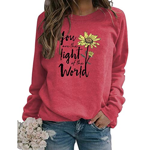 Women Long Sleeve You are The Light of The World Sweatshirt Sunflower Sweatshirt