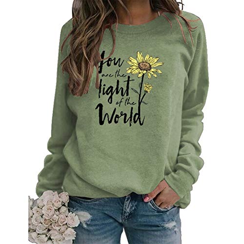 Women Long Sleeve You are The Light of The World Sweatshirt Sunflower Sweatshirt