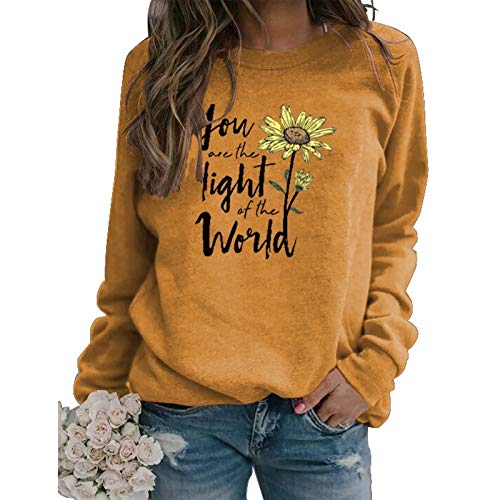 Women Long Sleeve You are The Light of The World Sweatshirt Sunflower Sweatshirt