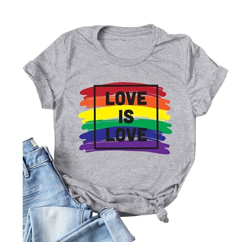 Women Love is Love Shirt for Women Rainbow T-Shirt