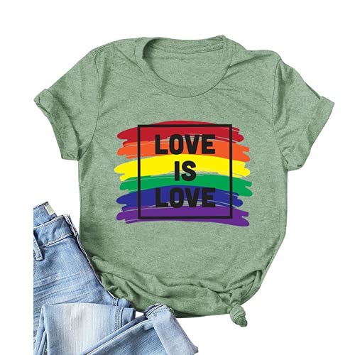 Women Love is Love Shirt for Women Rainbow T-Shirt