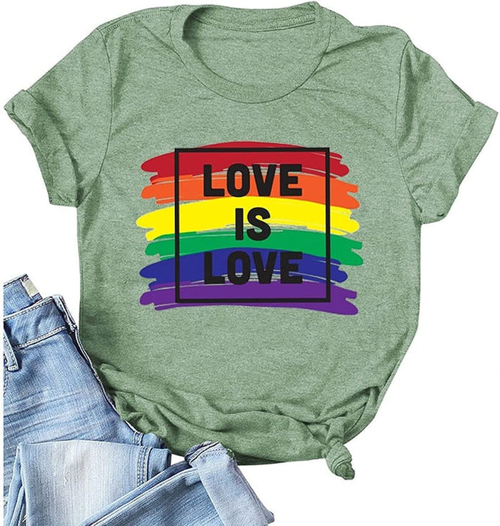 Women Love is Love Shirt for Women Rainbow T-Shirt