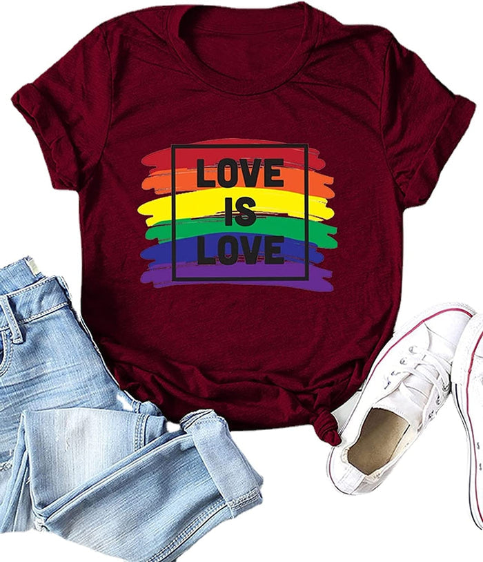 Women Love is Love Shirt for Women Rainbow T-Shirt