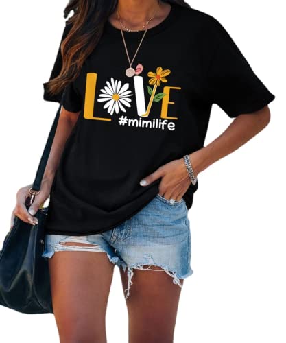 Women Love Mimi Life Yellow Daisy Shirt Gift for Mimi Tees Tops