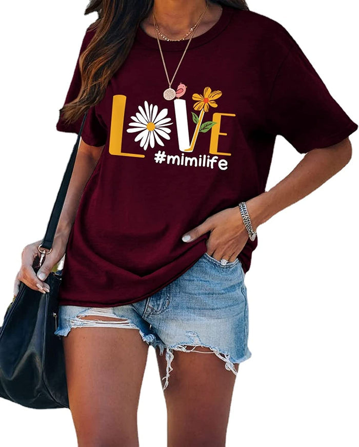 Women Love Mimi Life Yellow Daisy Shirt Gift for Mimi Tees Tops