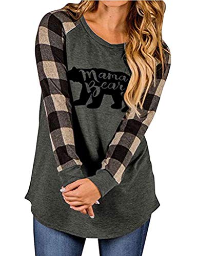 Women Mama Bear Blouse Long Sleeve Mama Shirt