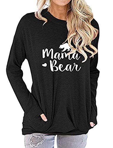 Women Mama Bear T-Shirt Blouse with Pockets