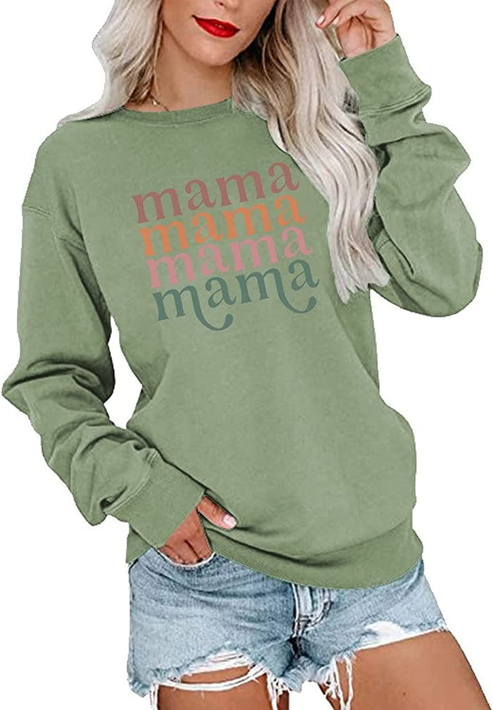 Women Mama Crewneck Sweatshirt Gift Shirt