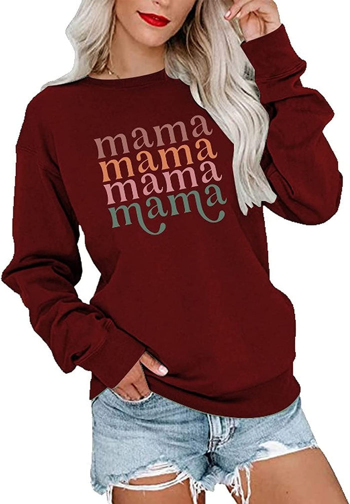 Women Mama Crewneck Sweatshirt Gift Shirt
