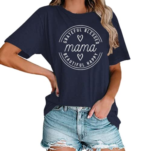 Women Mama Grateful Blessed Beautiful Happy T-Shirt