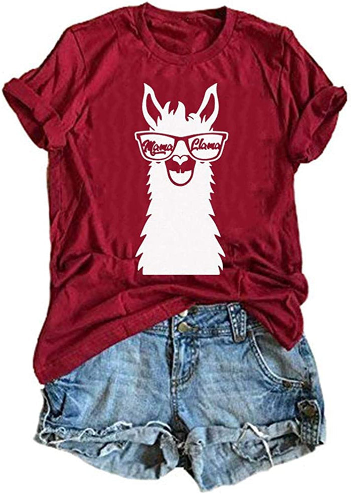 Women Mama Llama T-Shirt Funny Llama Shirt