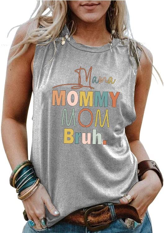 Women Mama Mommy Mom Bruh Tank Tops Shirt