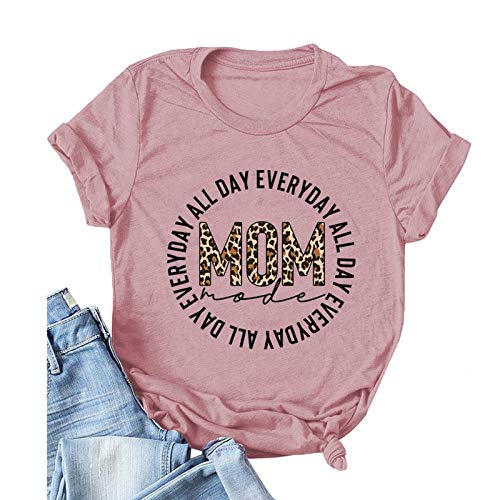 Women Mom Mode All Day Everyday T-Shirt Leopard Mom Shirt