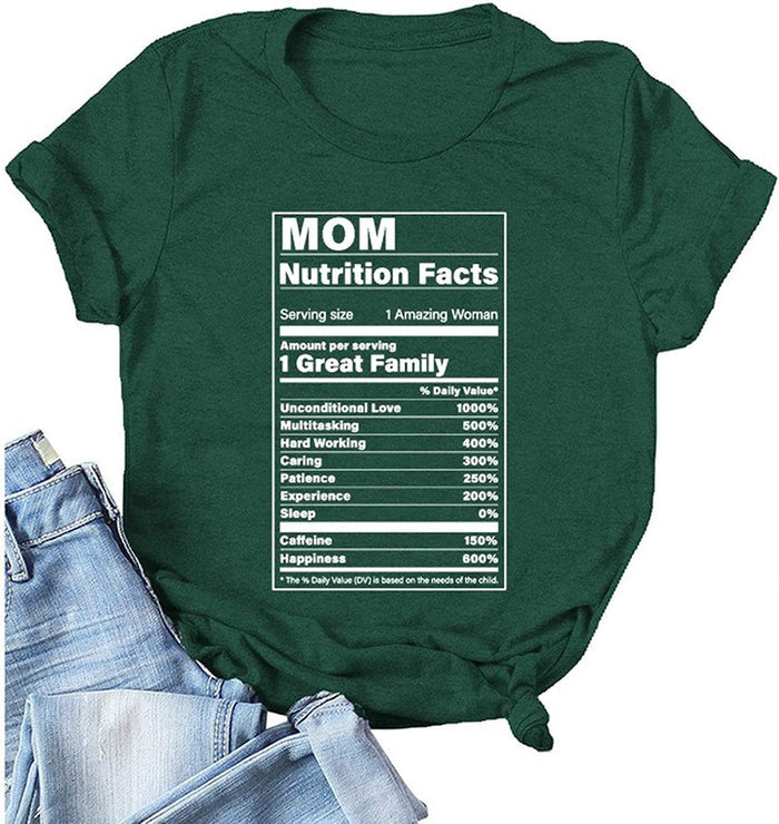 Women MOM Nutritional Facts T-Shirt Gift for Mom