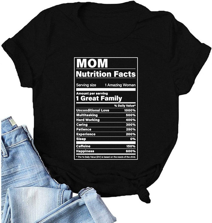 Women MOM Nutritional Facts T-Shirt Gift for Mom