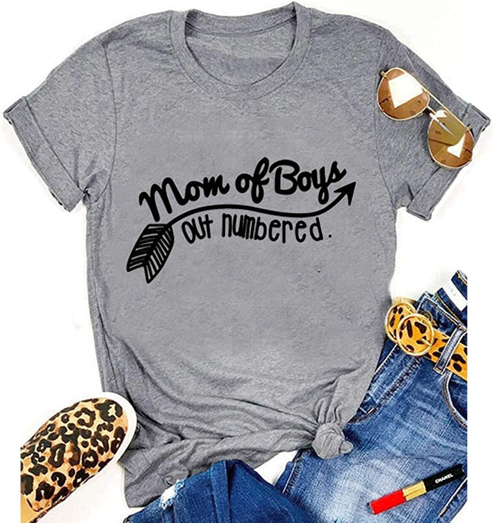 Women Mom of Boys Out Numbered T-Shirt