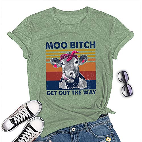 Women Moo Bitch Get Out The Hay T-Shirt Heifer Graphic Shirt