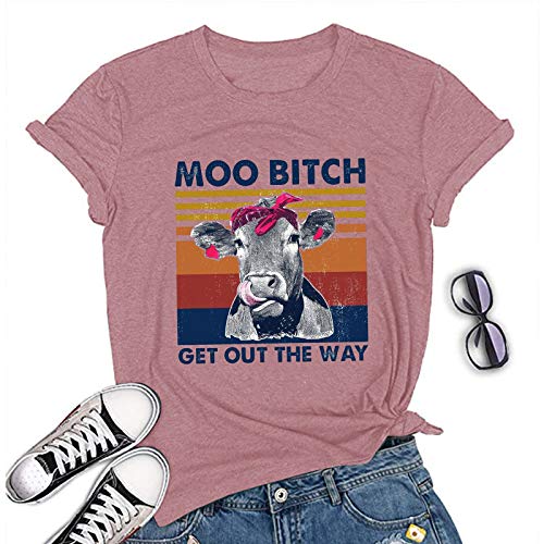 Women Moo Bitch Get Out The Hay T-Shirt Heifer Graphic Shirt