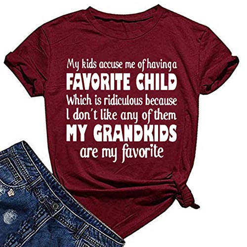 Women My Grandkids are My Favorite T-Shirt Grandma Funny Gift Shirt