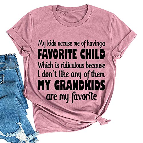 Women My Grandkids are My Favorite T-Shirt Grandma Funny Gift Shirt