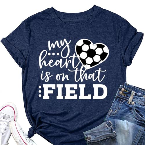 Women My Heart is on That Field Soccer Graphic T-Shirt