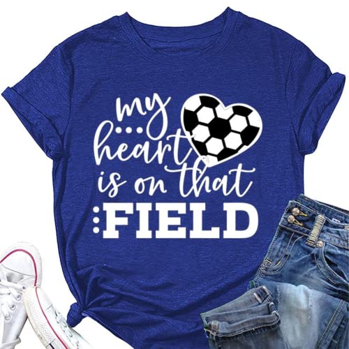 Women My Heart is on That Field Soccer Graphic T-Shirt