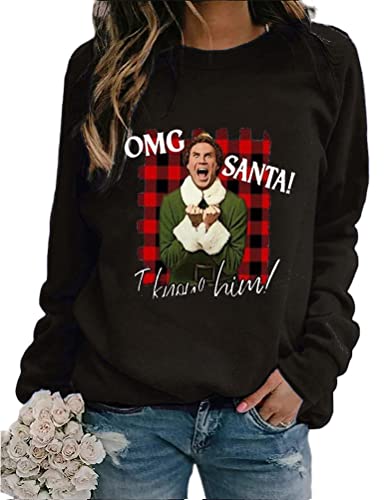 Women OMG Santa I Know Him Funny Christmas T-Shirt Santa Shirt