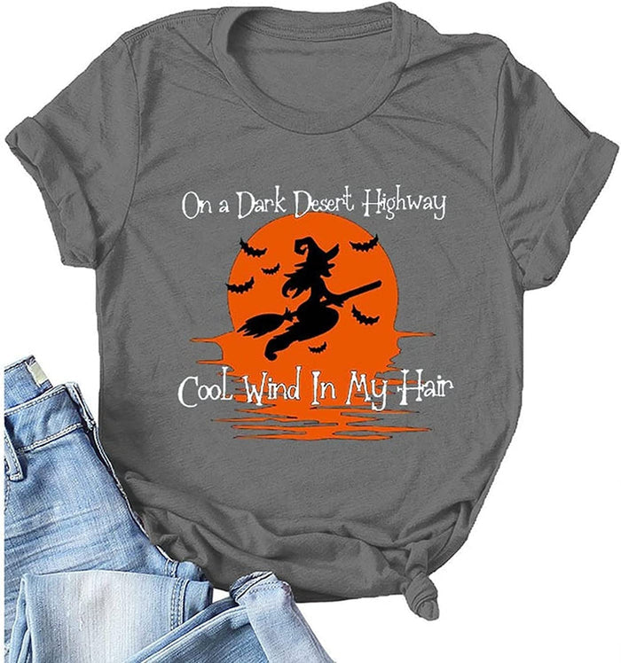 Women on A Dark Desert Highway Cool Wind in My Hair Tshirt Halloween Witch Shirt