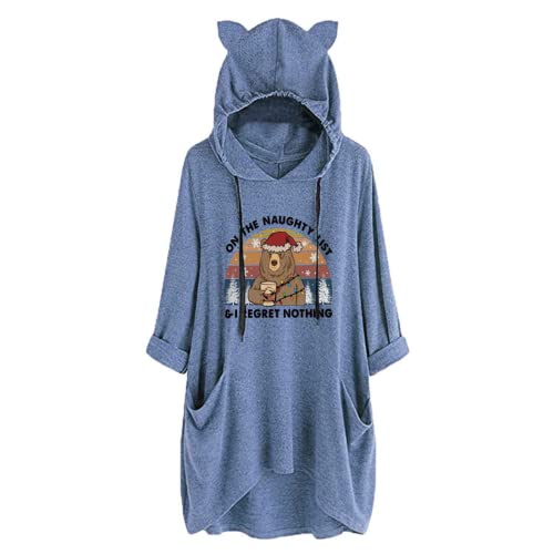 Women on The Naughty List and I Regret Nothing Funny Christmas Bear Hoodies Tops