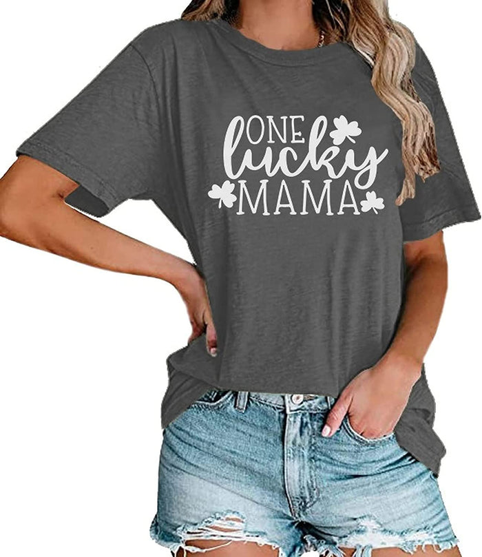 Women One Lucky Mama Shirt St. Patrick's Day Gift Tees