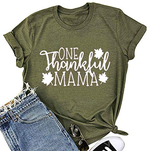 Women One Thankful Mama T-Shirt Mom Shirt