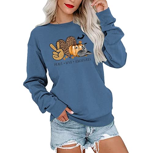 Women Peace Love Halloween Shirt Halloween Party Sweatshirt